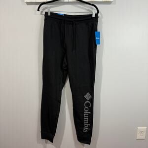 Columbia Fleece Jogger Pants Black Logo NWT Size Medium
